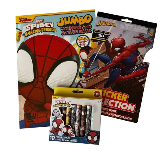 Marvel Other - Spidey and His Amazing Friends Activity Bundle – Jumbo Coloring Book, 10 Crayons